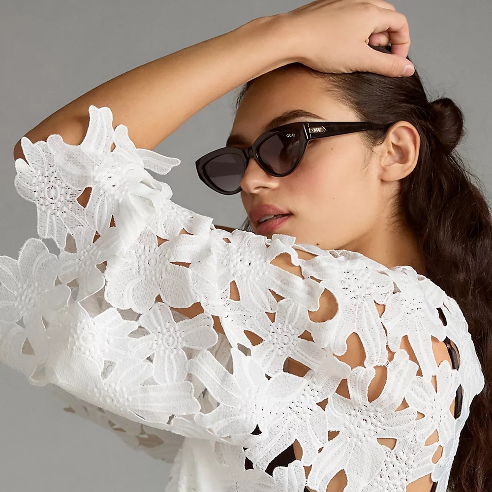 Anthropologie Floral Eyelet Kaftan - Dress - One Size - Ivory -